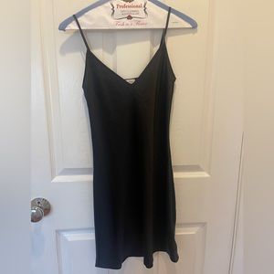Black mini slip dress